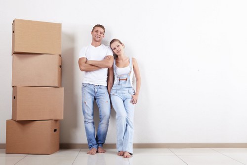 Business relocation planning in Barnes with office items ready for transport