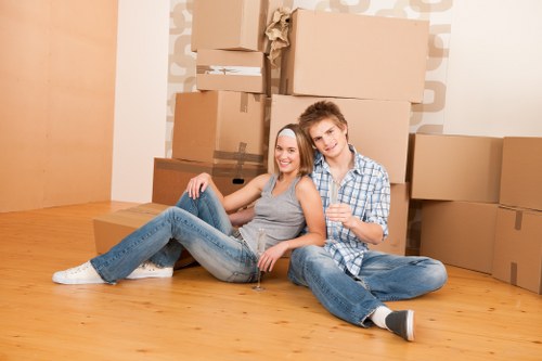 Packed furniture ready for a Barnes removal van