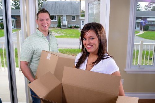 Removal team preparing items for a residential move