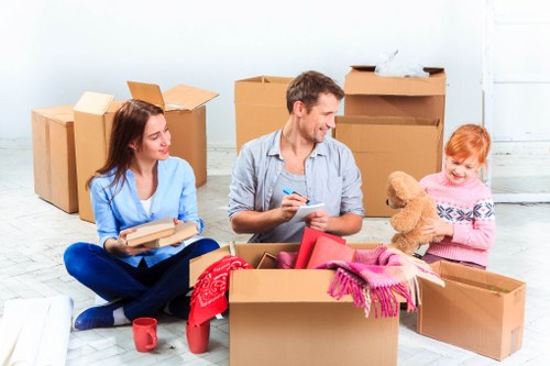 Loading boxes and furniture for a Barnes removal job