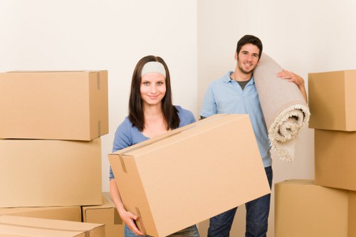 Careful loading of boxes and furniture for a Barnes student move
