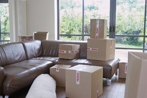 Boxes and household items being loaded for a Barnes relocation